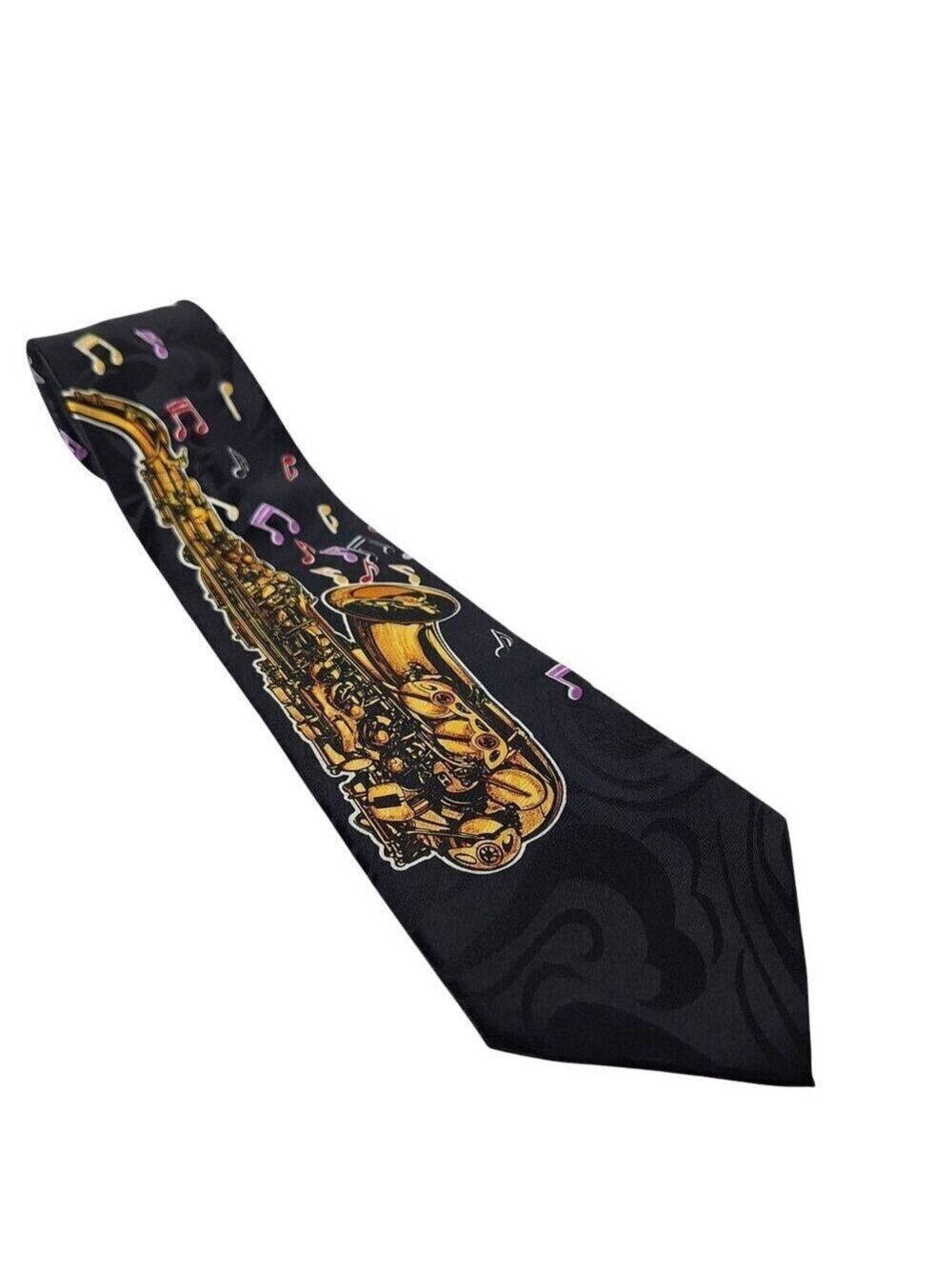 Fratello Saxophone Music Notes Necktie